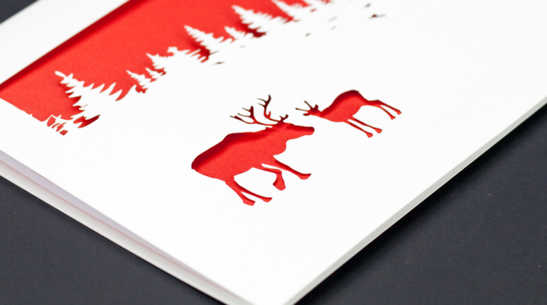 laser cut christmas cards reindeer
