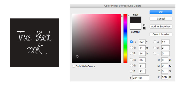 true black 100% K